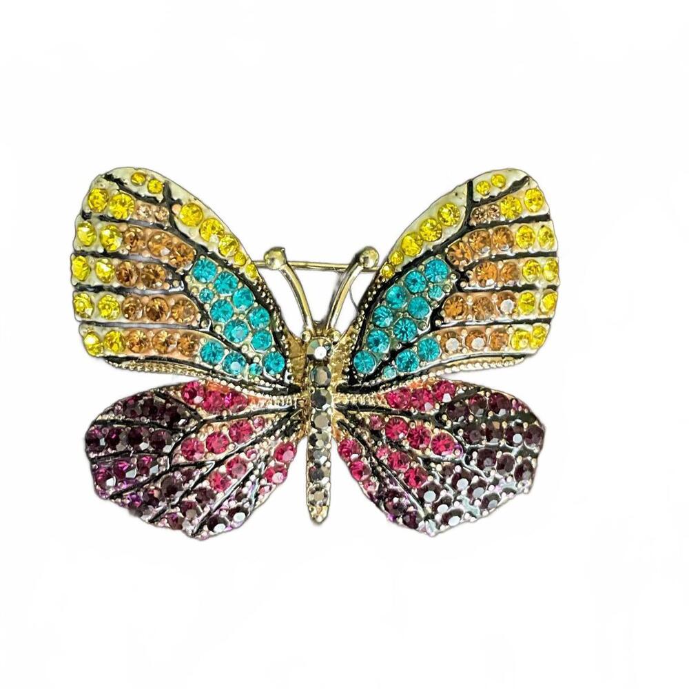 Napier Colorful Rhinestone Butterfly Brooch